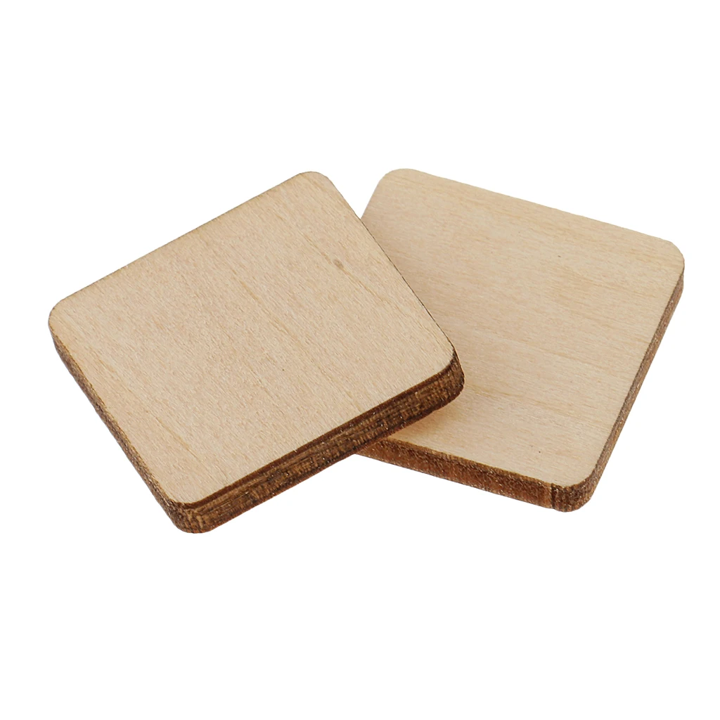 3 Sizes Square MDF Unfinished Wood Pieces Blank Plaque for DIY Craft Pyrography
