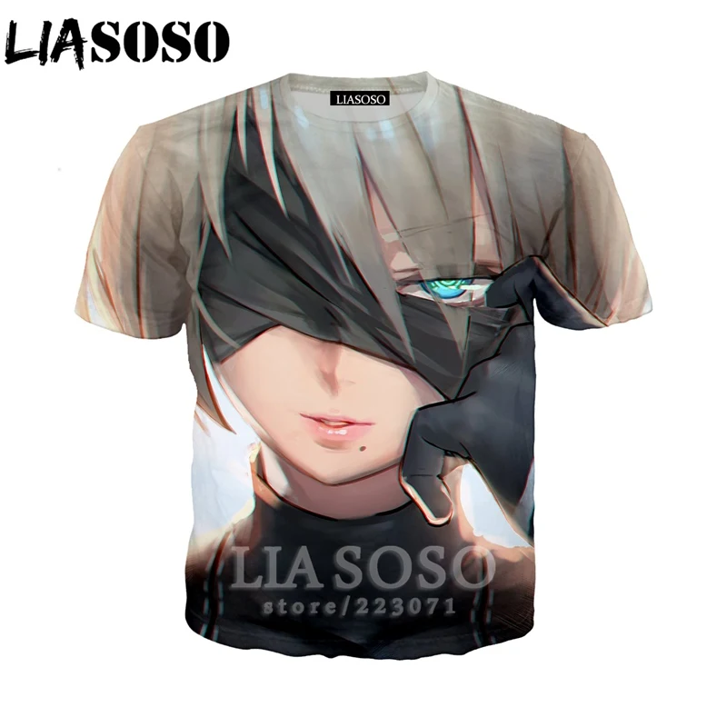 

LIASOSO 2019 Summer New Men Women Sweatshirt 3D Print Video game Nier Automata Short Sleeve T Shirt Casual Top Pullover A165