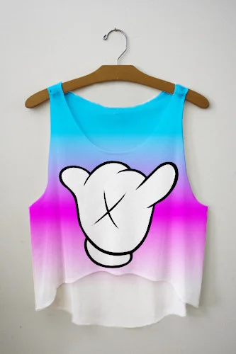 

F549 Colored Drawing Crop Tops Harajuku Summer Casual Vests Sexy Slim Shirt For Tank Top Tee