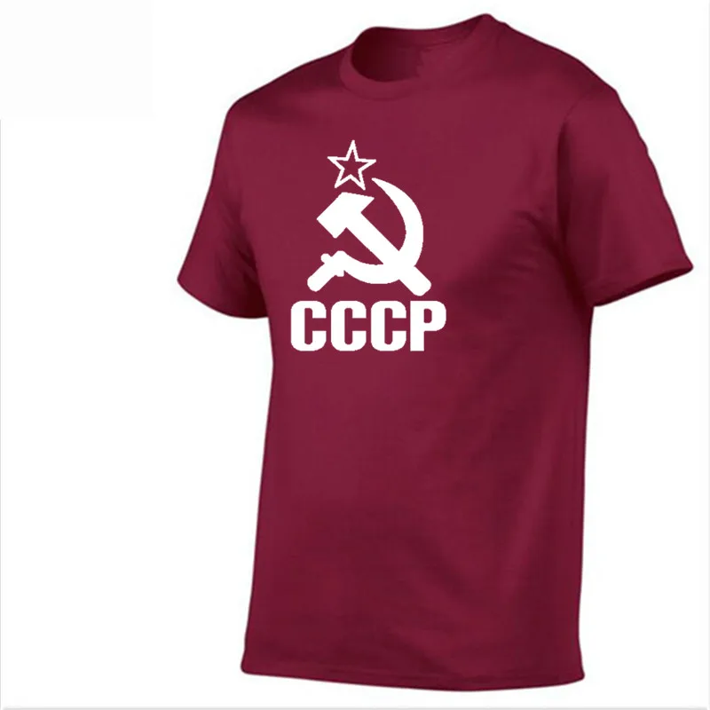 Футболка для спортзала WINER CCCP, Мужская футболка с коротким рукавом, футболки из хлопка с круглым вырезом - Цвет: 10  maroon