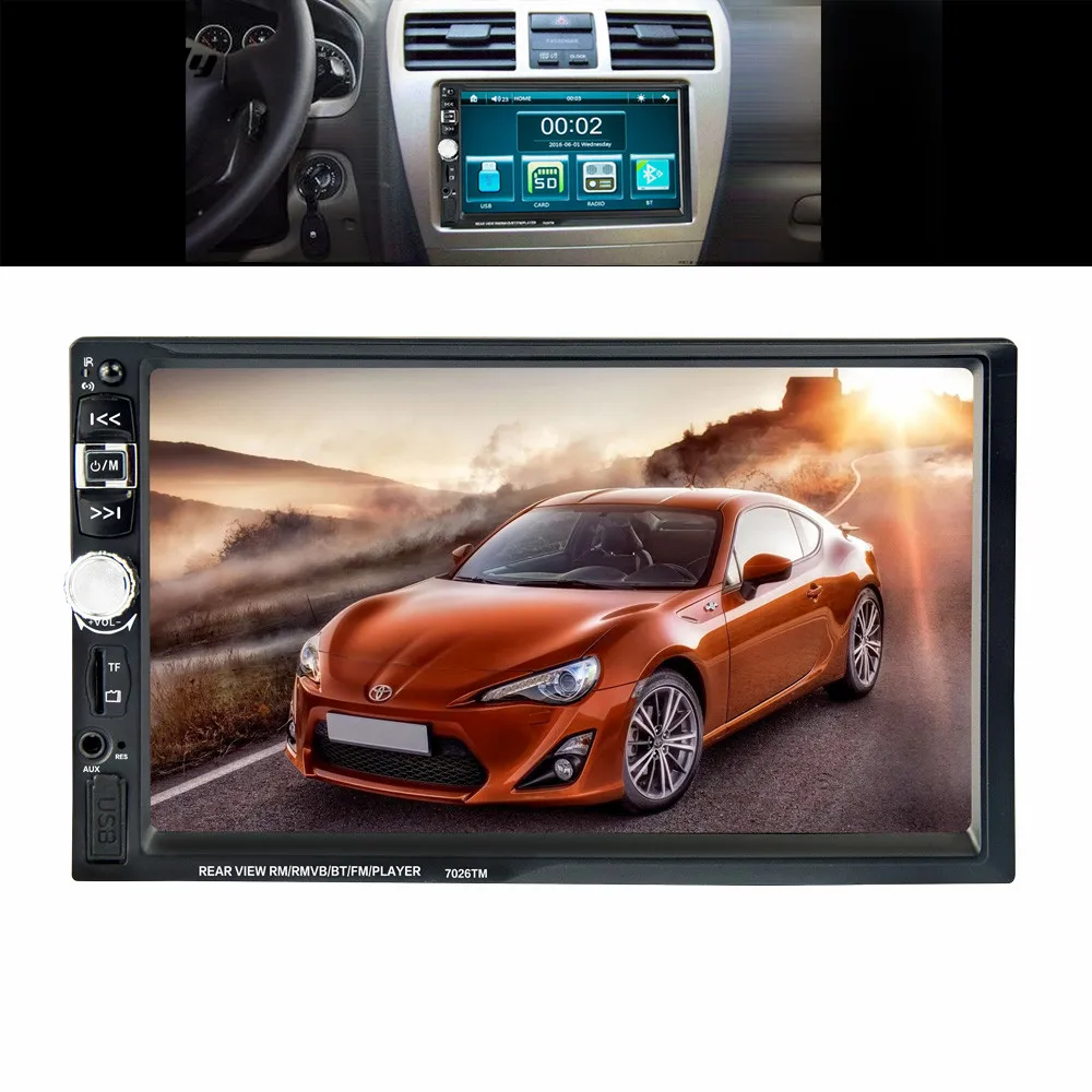 Clearance 7026TM 7 inch car multi-function player, touch screen radio, Bluetooth MP3 player RM/RMVB/BT/FM PLAYER Mirror link MP5 player 0