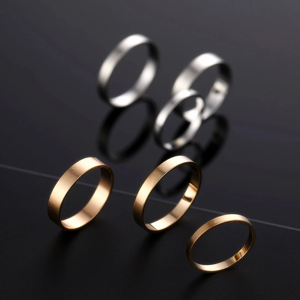5 шт./компл. богемное модное Золотое серебряное волнистое кольцо для женщин Anillos сплав гладкое простое кольцо ecg вечерние ювелирные изделия подарок
