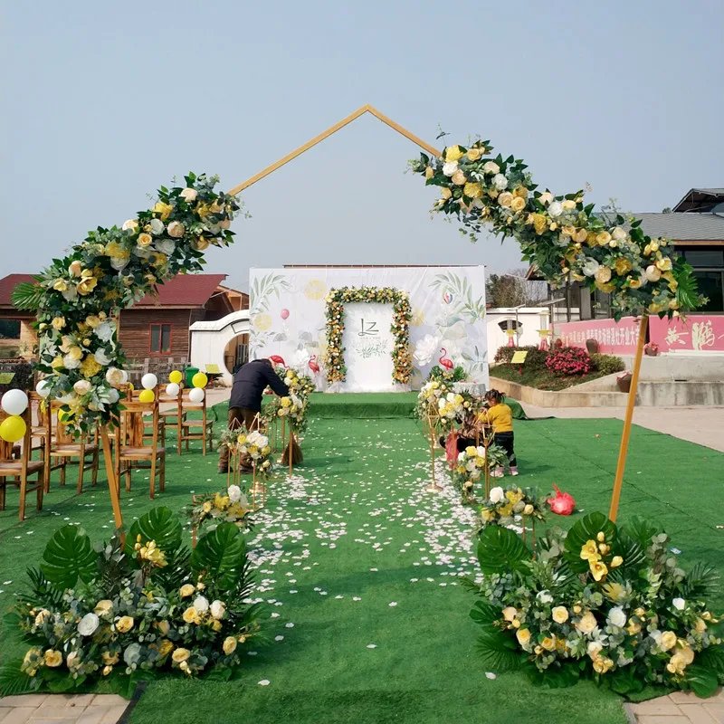 Flone 100cm High Quality Rose Artificial Silk Flower Row For Wedding Arch Background Wall Party Props Decoration Flower Home Art Flone 100cm High Quality Rose Artificial Silk Flower Row For Wedding Arch Background Wall Party Props Decoration Flower Home Art