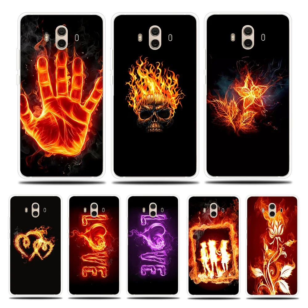 Flame Fire Patterned Silicone Phone Case For Huawei Mate 8 9 10 Lite Pro Cover Soft Shell for 20 |