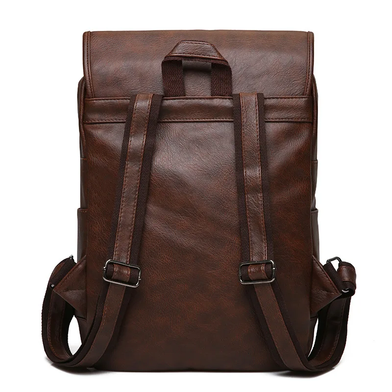 Винтажный черный мужской рюкзак из искусственной кожи, водонепроницаемый мужской рюкзак с двойным ремнем, Mochila, дорожная сумка для мужчин, для ноутбука, для мальчиков, школьная сумка, Новинка