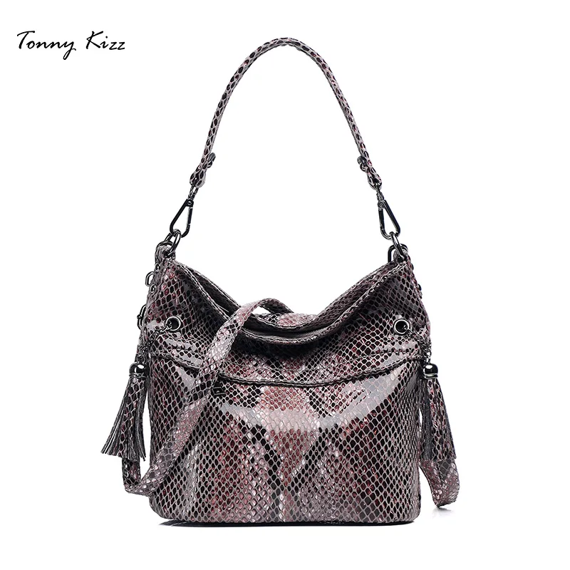 

Tonny Kizz luxury handbags women bags designer with serpentine prints female shoulder tote bags PU leather casual crossbody bags