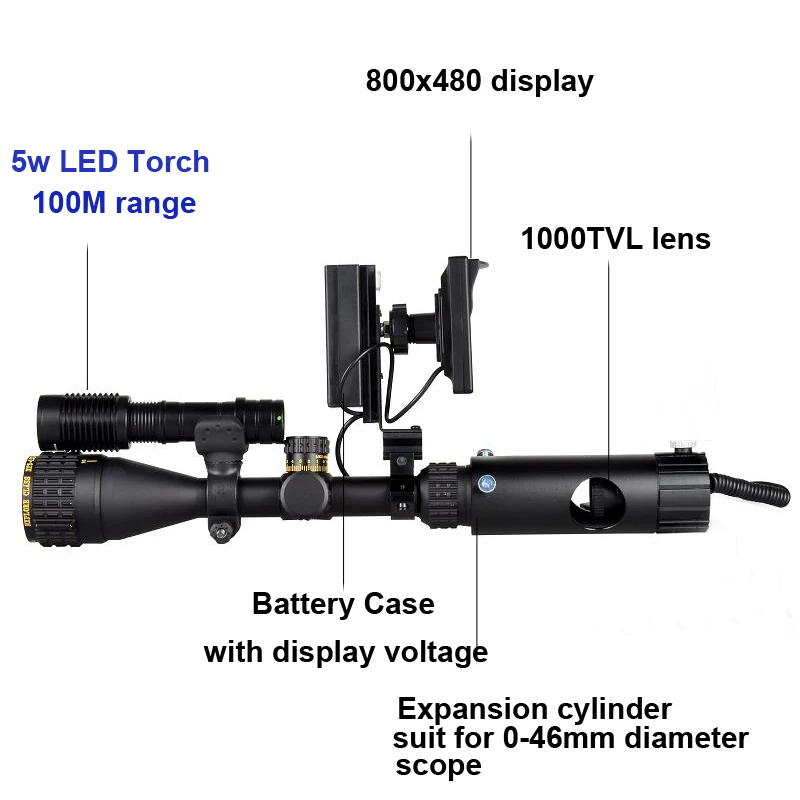 WGX1 100 м объектив ночного видения DIY цифровой прицел ночного видения 800x480 дисплей ночного видения оптический Ночной охотник NV прицел