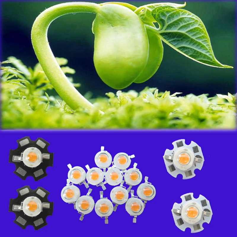 

2 5 10 20 50 100pcs EPISTARS 3W 45mil Full Spectrum Led Bead Plant Grow Diode Chip Light 400nm-840nm With 20mm or 16mm Star Base