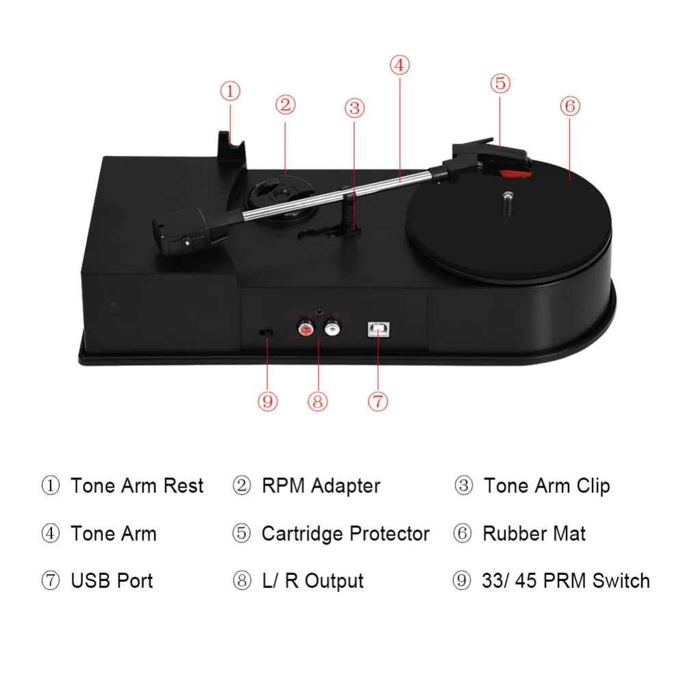 Портативный мини проигрыватель VBESTLIFE с USB 2 0 для виниловых пластинок MP3 CD