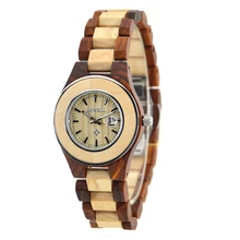 BEWELL Ladies Designer Watches Luxury Watch Women 2016 Red Dress Waterproof Calendar Luminous Relogios Feminino Wood Watch 100AL