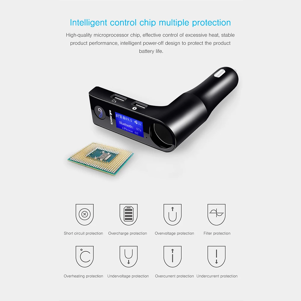 Автомобильный MP3 с двумя портами USB и Bluetooth телефонные звонки в режиме Hands-Free стерео fm-передатчик Беспроводной FM радио адаптер AUX Быстрая зарядка Hud аксессуары