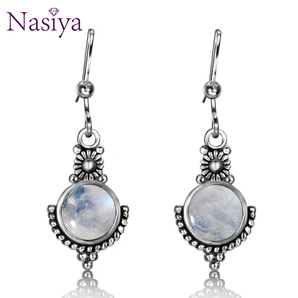 

Bohemian Style Natural Moonstone Drop Earrings Women's 925 Sterling Jewelry Engagement Party Anniversary Daily Life Gift