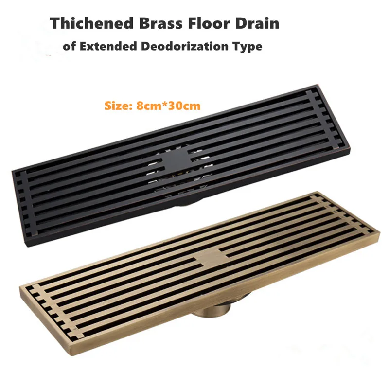

Extended Large Displacement Floor Drain Special for Shower Room/Bathroom Floor Drainage 8*30 CM Square Deodorization Type Drains