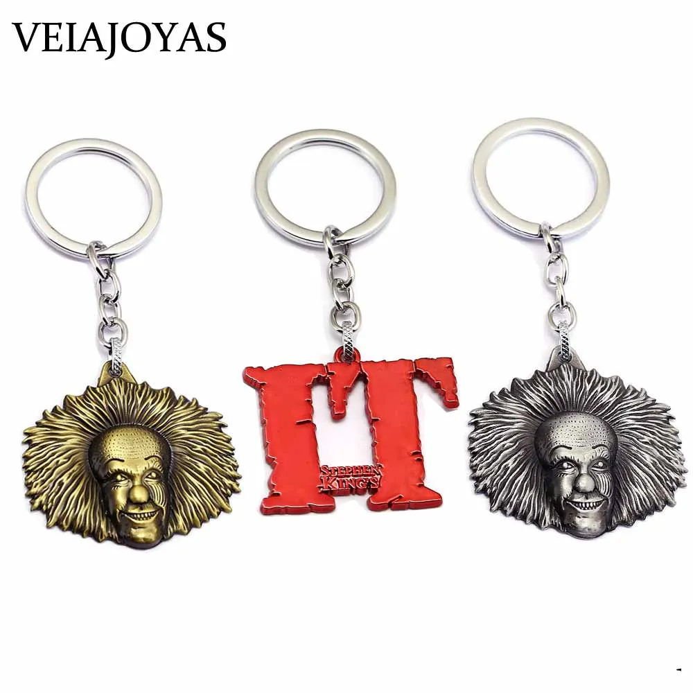 

Movie Stephen King's It Logo Keychain Clown Face Key Ring Holder Alloy Car Key Chain Men Halloween Charms Gifts Jewelry llaveros