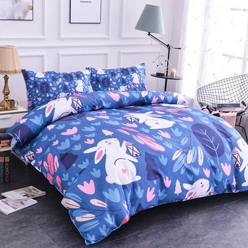 

ZEIMON 3D Home Textile Cute Rabbit Cartoon Lovely Bedding Sets Duvet Cover Pillowcase Twin Full Queen King Size 3Pcs Bedclothes