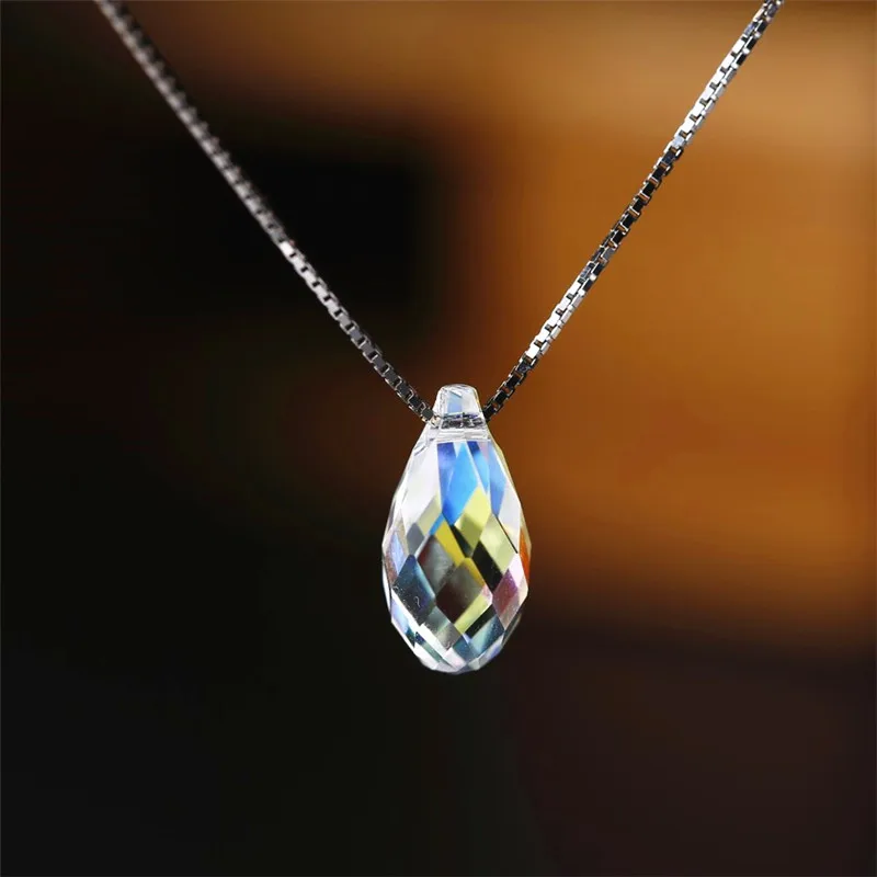 

SWAN JEWELRY Luxury Crystal Water Drop Pendants&Necklaces Fashion silver Chain Necklace Gift For Women Female Jewelry Wholesale