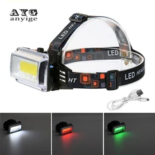 ANYIGE USB power COB светодиодный налобный фонарь перезаряжаемый налобный фонарь 4 режима с батареей 2000 мАч освещение для охоты и рыбалки