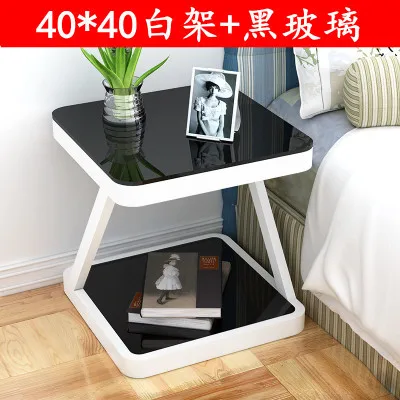 Модный простой прикроватный современный столик для спальни, креативный шкафчик - Цвет: black glass 40cm