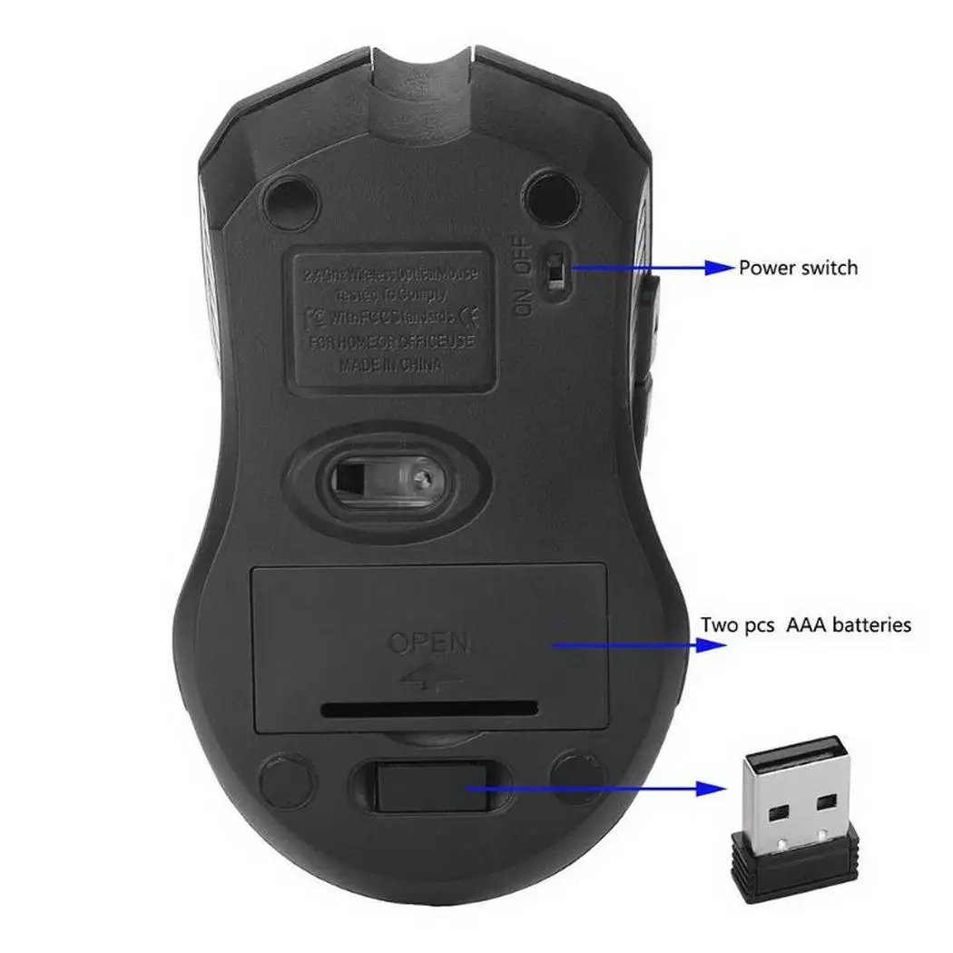 

Home Office Portable USB Wireless Mouse 1200DPI Adjustable USB Receiver Optical Computer Mouse 2.4GHz Ergonomic Mice For Laptop
