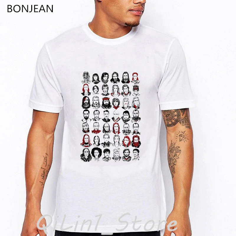 

Game of Throne character printed t shirt men winter is coming cartoon tshirt camiseta hombre Harajuku shirt Aesthetic Clothes