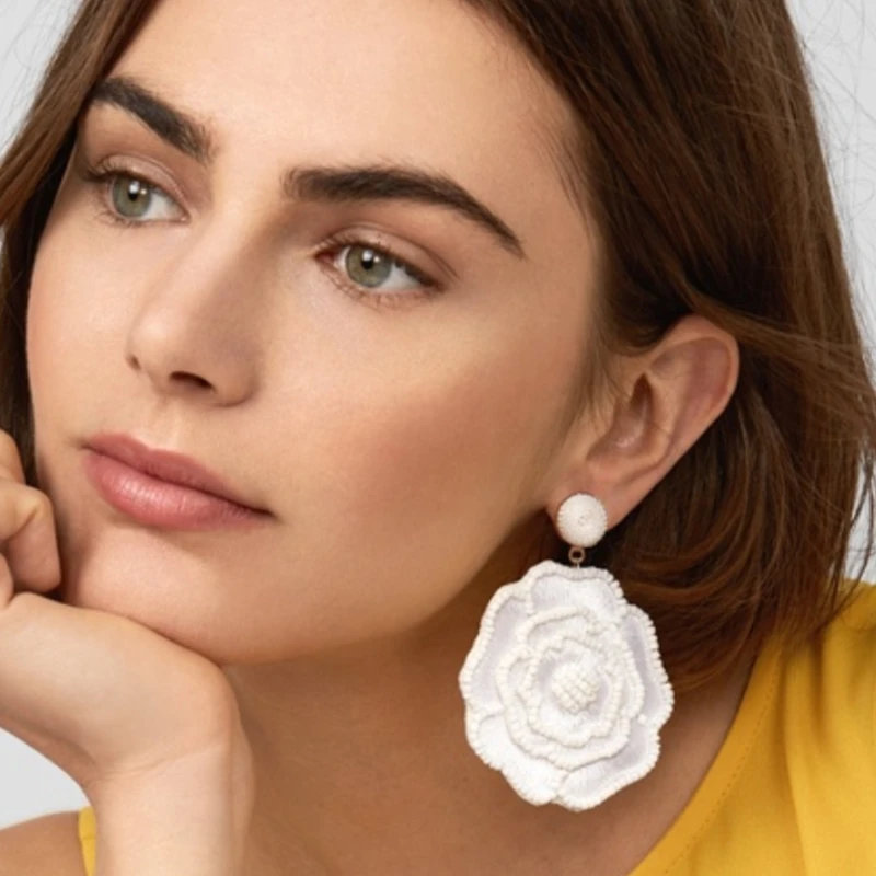 

JURAN Ethnic Flower big dangle drop earrings for women wedding jewelry acrylic beads flower earrings wholesale