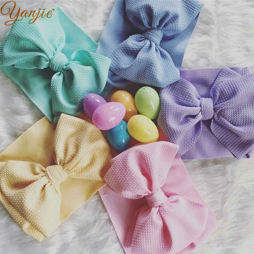 

7'' Large Knot Bow Headband For Girls Winter Fashion Big Hair Bows Elastic Hair Band Kids Solid Turban Headwrap Hair Accessories