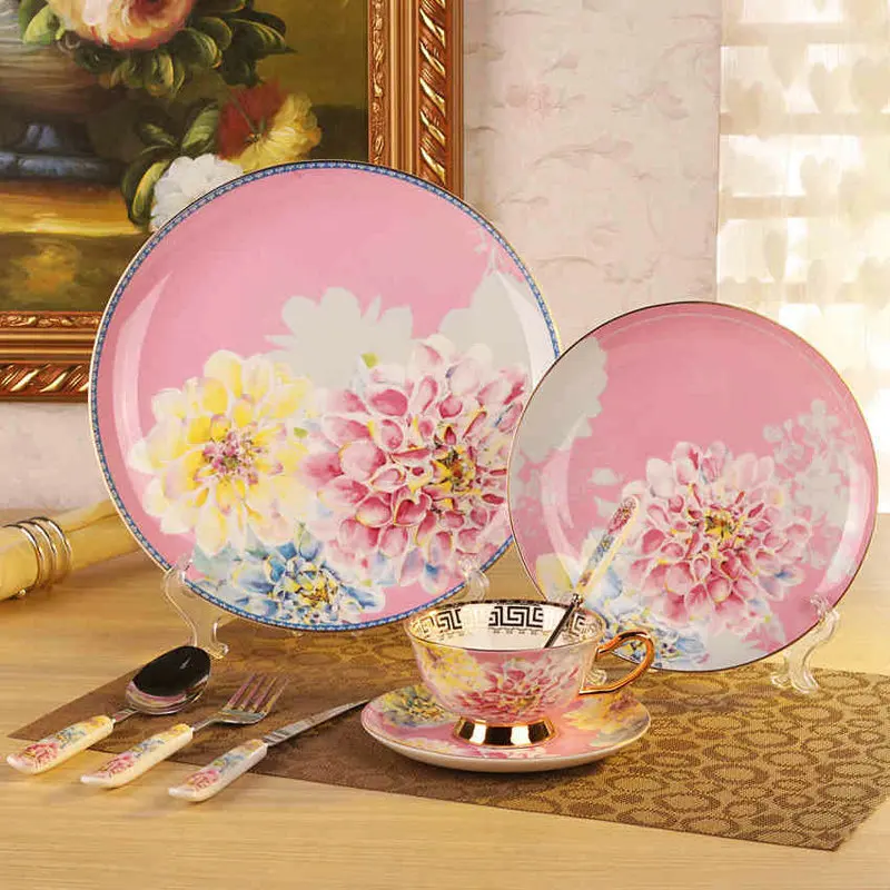 

Korean Dinnerware Set Bone China Tableware Dishes And Plates Ceramic Porcelain Dinner Sets