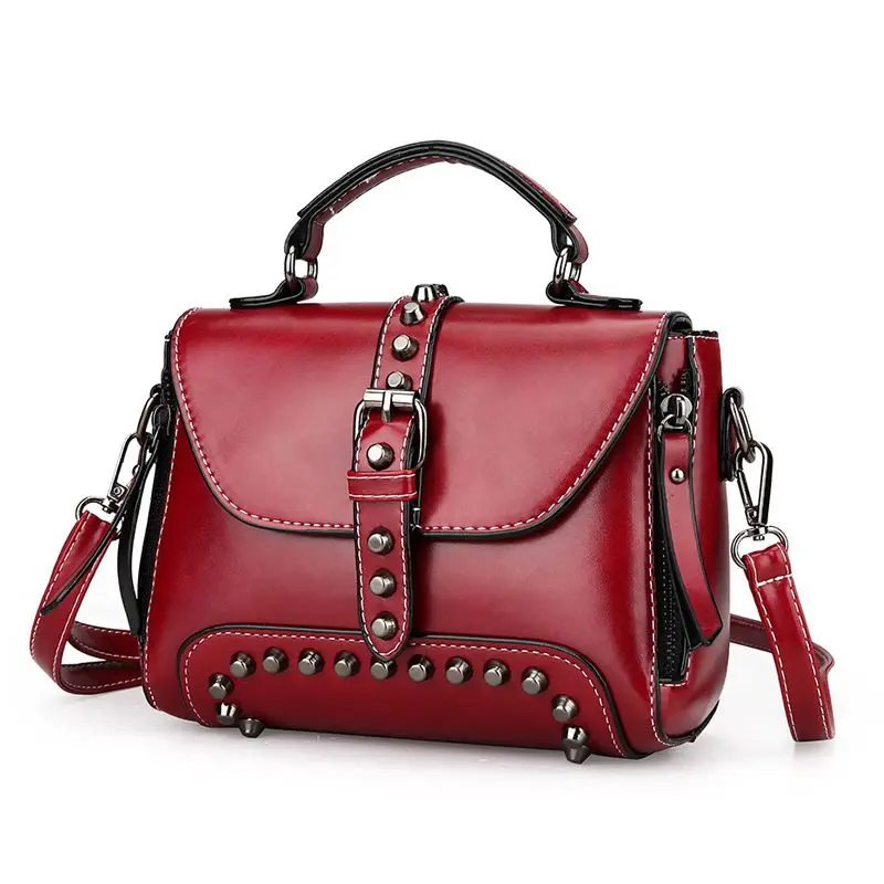 Винтажные кожаные сумки, женские сумки известного бренда с заклепками, маленькие сумки через плечо, сумки через плечо для женщин, сумки-мессенджеры L39