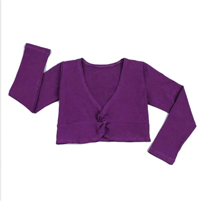 2018 Fashion Girl Ballet Gymnastic Leotard Jacket Long Sleeved Dance Sweater Top Coat Kids Dance Clothing Jacket Wrap Ballet purple