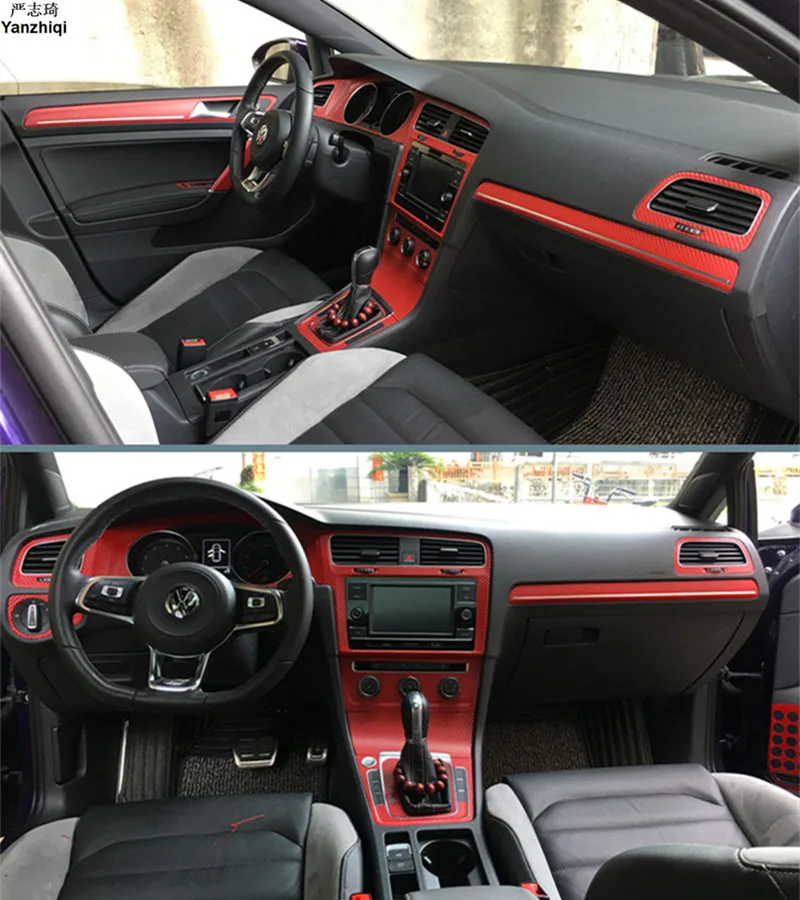 Interior Central Control Panel Carbon Fiber Protection Stickers And Decals Car styling For VW Volkswagen Golf 7 MK7 Accessories