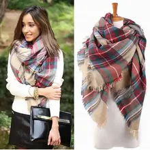 Women Tartan Check Blanket Wrap Poncho Cape Shawl Scarf Ladies Plaid Coat Jacket