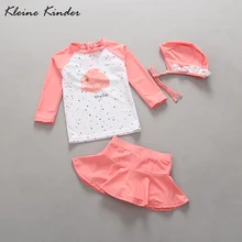 Купальный костюм для девочек; коллекция года; купальный костюм с длинными рукавами для маленьких девочек; купальный костюм для детей; пляжная одежда для купания для малышей; UPF 50