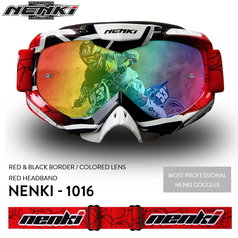 NENKI мотокросса внедорожные очки грязи велосипед ATV Горные DH MX Сменные линзы мотоциклетные Гоночные Очки Лыжные Сноуборд очки - Цвет: Red Black