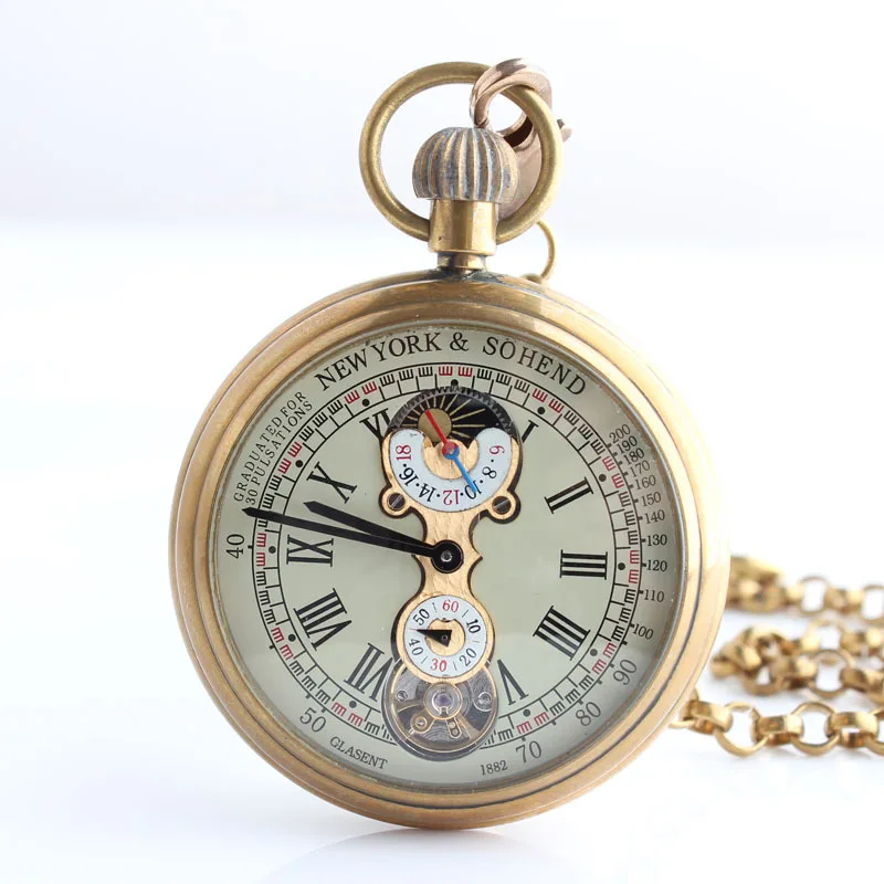 trade retro nostalgia mechanical pocket watch 4 pin moon and stars really classic copper all copper