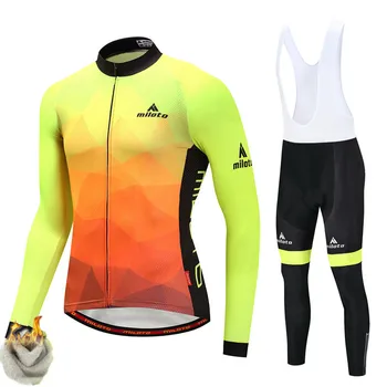 

Miloto Winter Thermal Fleece Cycling Clothing Keep Warm Cycling Jersey Set Mountain Bike Jersey Team Sport Bicycle Wear Clothes