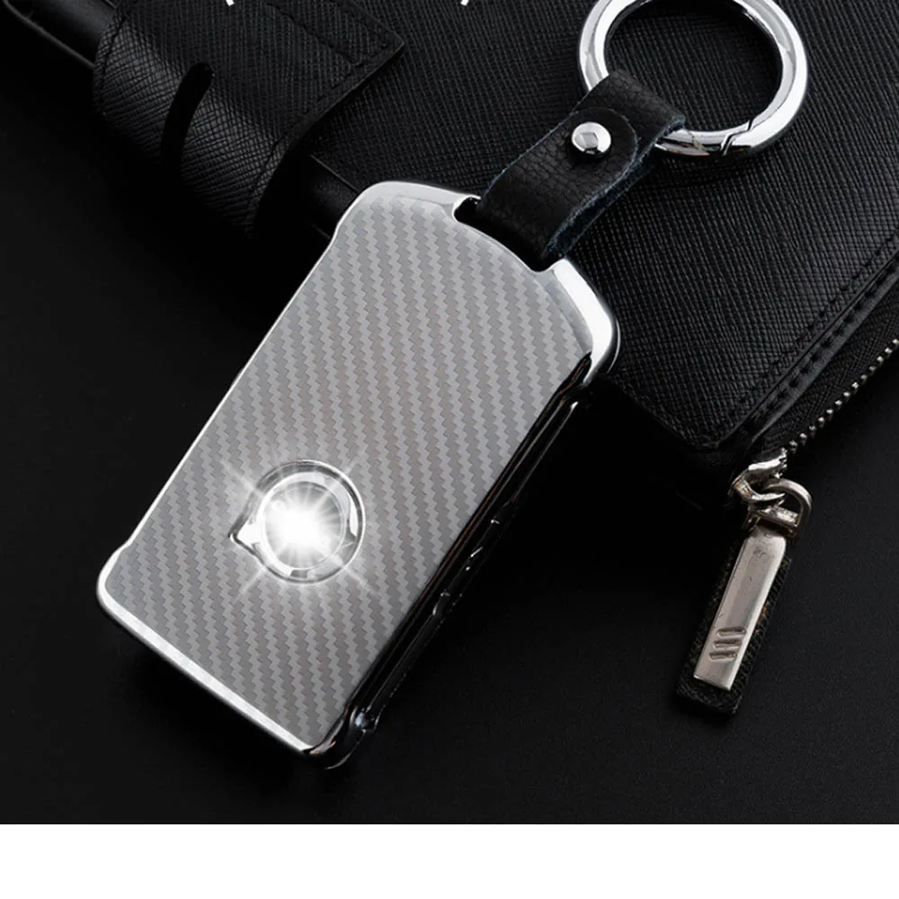 Цинковый сплав + кожаный брелок для ключей Автомобильный ключ защиты чехол для ключа обложки Дело Fob для Volvo XC60 XC90 S90 V90 2018 аксессуар для