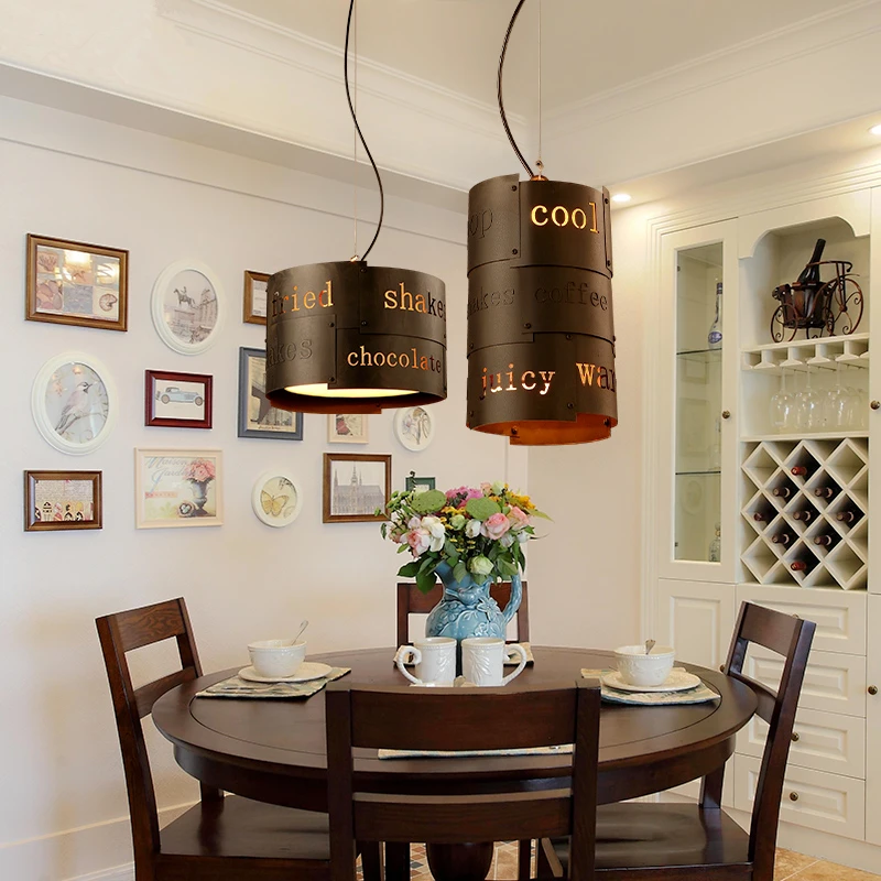 Personalized hanging lights retro cafe creative restaurant bar aisle lamps iron decorative Pendant Lights 2pcs country retro creative industrial iron pendant lamps nordic new bar coffee aisle balcony glass pendant lights