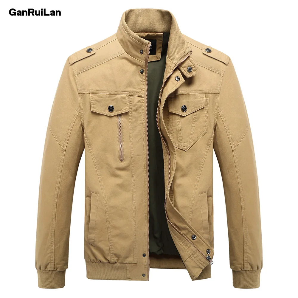 

2019 New Casual Men's Jacket Spring Army Military Jacket Men Coats Winter Male Outerwear Autumn Overcoat Khaki M-6XL JK18011