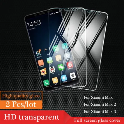 2 шт./лот 9H закаленное стекло для Xiaomi Mi Max 2 3 Pro полная защитная пленка протектор экрана для Xiaomi Mi Max 3 2 стекло анти-синий - Цвет: 2Pcs HD transparent