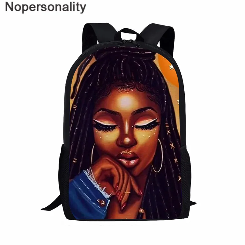 Nopersonality Black Art Afro Girl Print African Backpack for School Teenage Girls Book Bags Toddler Schoolbag Mochila Escolar - Цвет: Z5112C