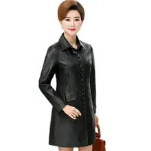 Черное модное длинное кожаное пальто для женщин весна стиль женское кожаное пальто s и куртки размера плюс Тренч Feminino XL-5XL