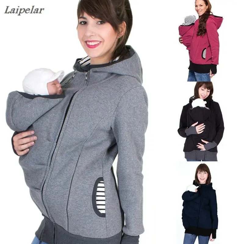 

Laipelar Parenting Child Winter Pregnant Women's Sweatshirts Baby Carrier Wearing Hoodies Maternity Mother Kangaroo Clothes