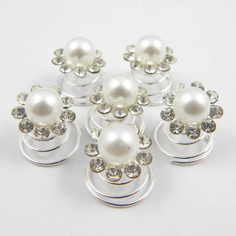 12pcs Weddding Bridal Pearl Spiral Hair pins Women White Pearl