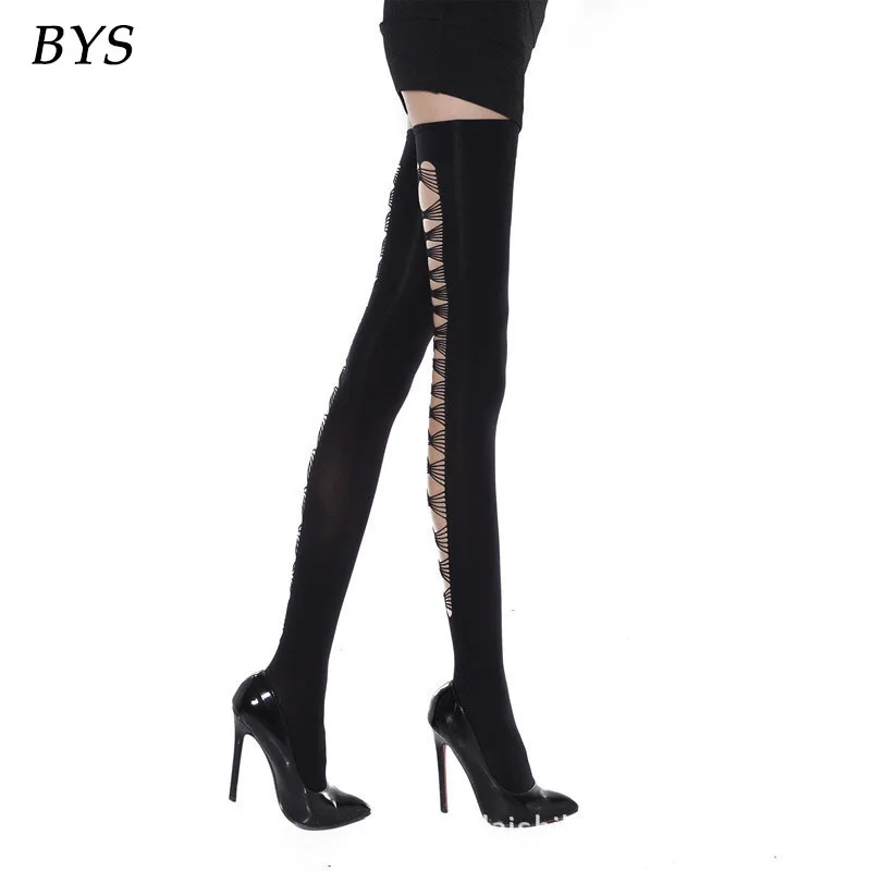 Buy Women Sexy Bandage Patterned Thigh High opaque