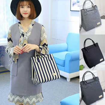 

Hot Sale ! Thick Aluminum Foil Thermal Insulation Lunch Bag Stripe Oxford Cooler Bag Waterproof Lunch Picnic Bag For Women