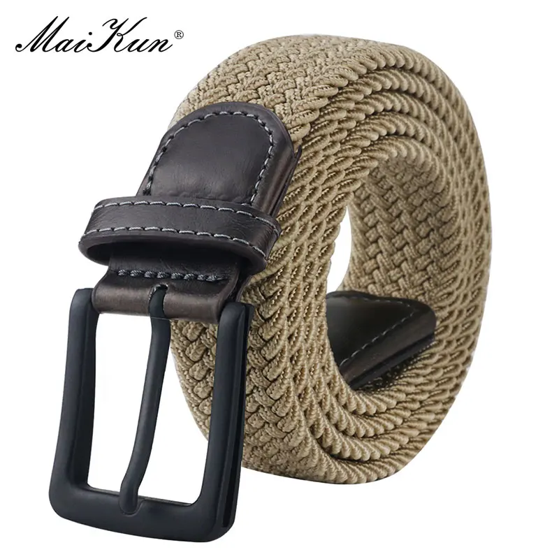 MaiKun Canvas Belts for Women Fashion Elastic Female Belt Metal Pin Buckle Military Tactical Strap for Pants Jeans - Цвет: khaki