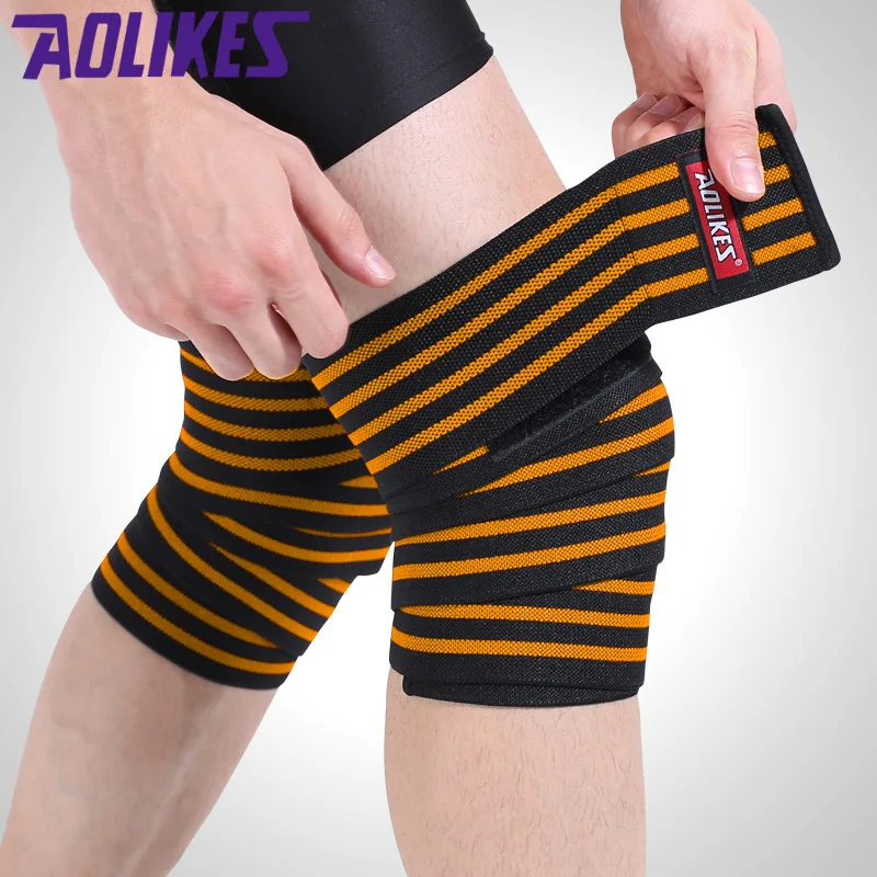 1pcs 180*8CM Knee Wraps Men's Fitness Weight Lifting Sports Knee