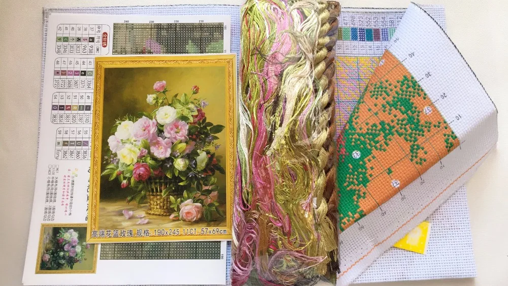 Beste Handwerken, Diy Kruissteek, Set Voor Vol Borduurwerk Kit, noble Vaas Rose Pioen Bloem Gedrukt Patroon Kruissteek Handwerk Gift