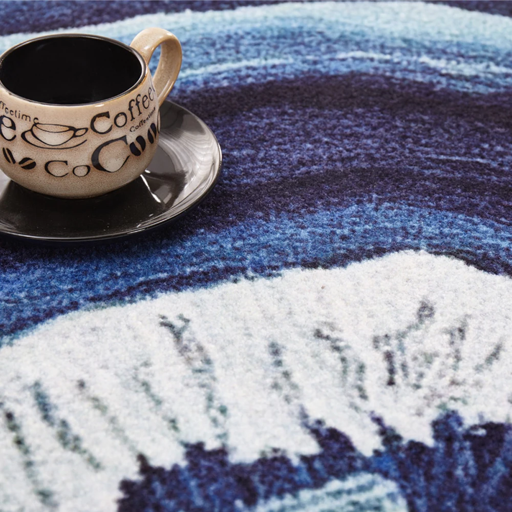  Country Style Nylon Fabric Tree Rings Wood Carpet and Rug Stripe Blue Lake Living Room Bedroom Rugs - 32822748401