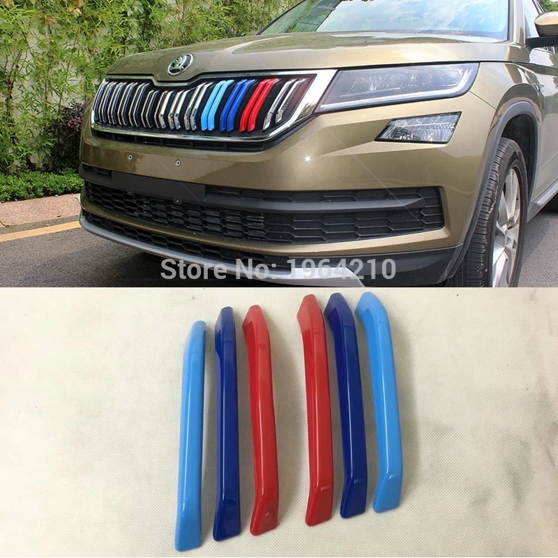 

MONTFORD For Skoda Kodiaq 2017 2018 2019 Front Grille Three-color Modified Reflective Car Sticker And Decal Car Styling 3Pcs